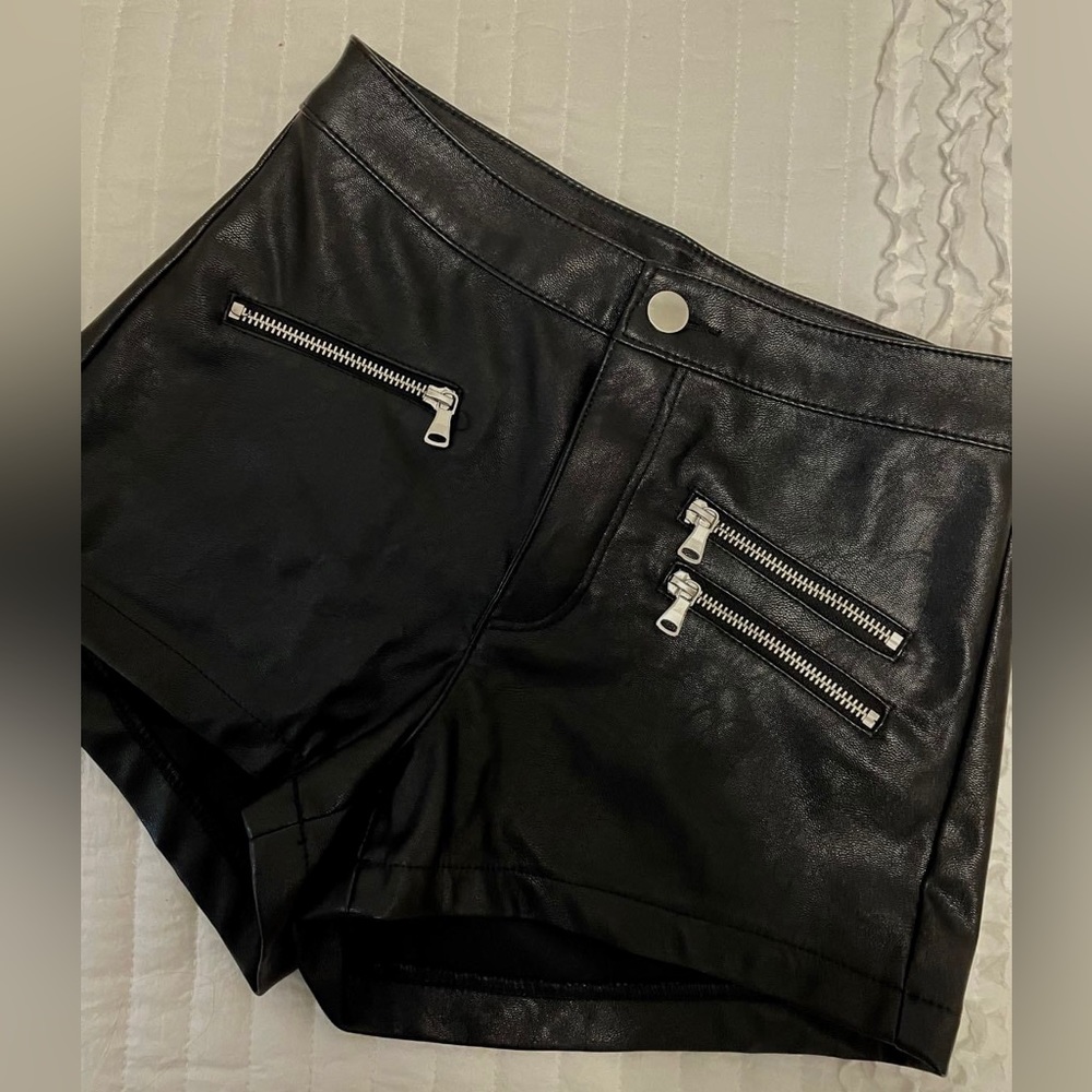 H&M Black Faux Leather Shorts | NEW